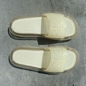 Tory Burch Ivory Bubble Jelly Slide Sandals Size 7 Excellent Condition!